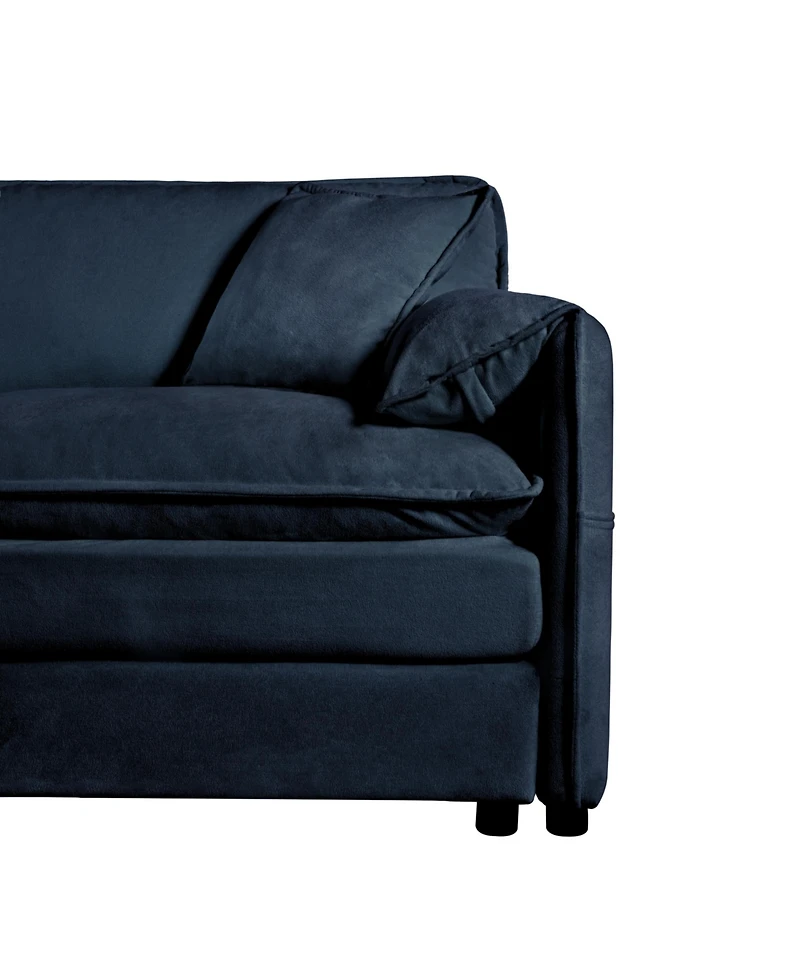 Streamdale Deep Seat Chenille Sectional Sofa with Ottoman - Blue