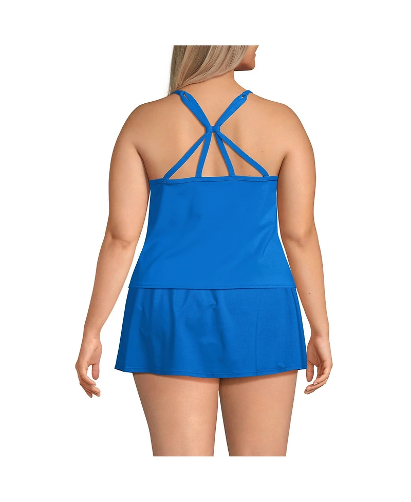 Lands' End Women's Plus Tugless QuickDry Adjustable Strappy Back Tankini Top