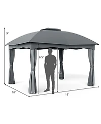 12 x 10 Feet Canopy Double Vented Heavy Duty Steel Gazebo