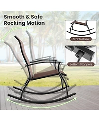 2 Pieces Outdoor Rocking Chairs with Breathable Backrest