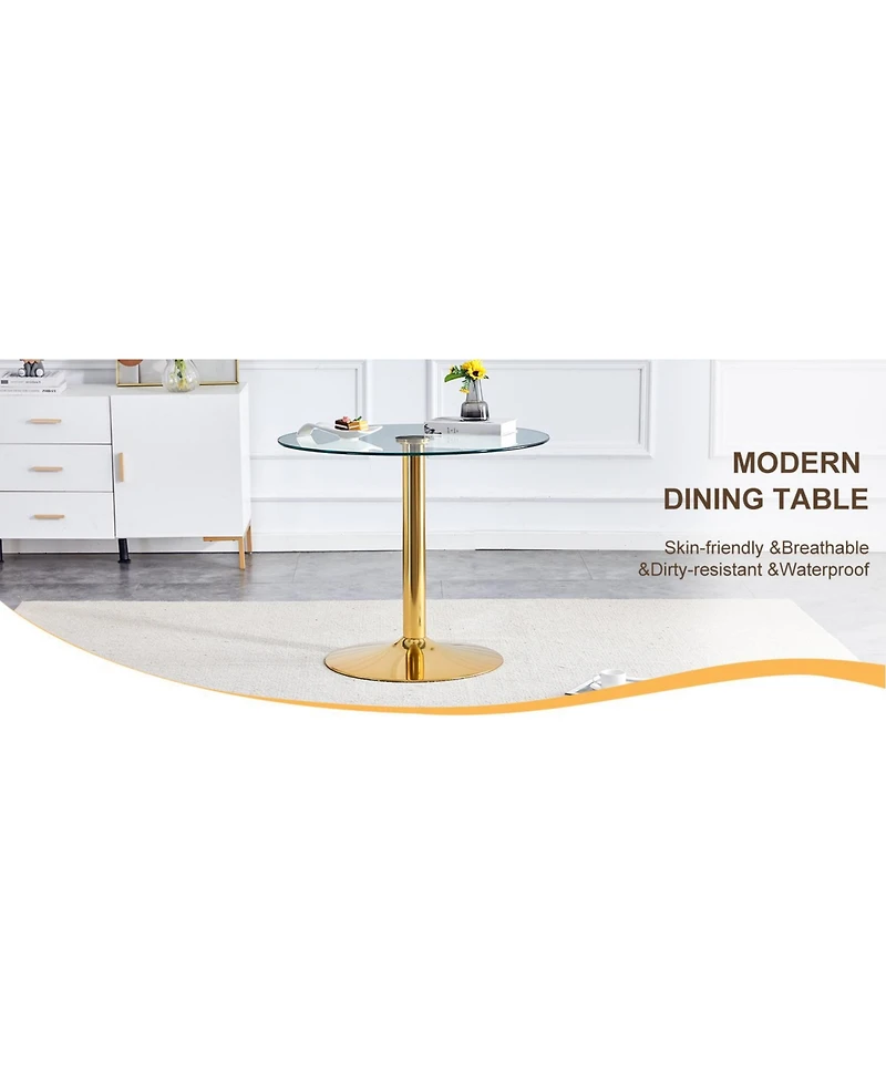 35" Glass Top Round Dining Table - Gold Legs