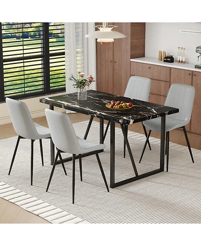 Streamdale Black Marble Dining Set 55