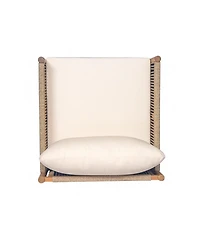 Streamdale Woven Outdoor Lounge Chairs - Wood Frame & Cushions (Set of 2)