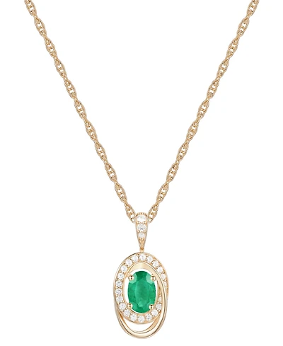 Ruby (5/8 ct. t.w.) & Diamond (1/8 Oval Swirl 18" Pendant Necklace 14k Gold (Also Emerald Sapphire)