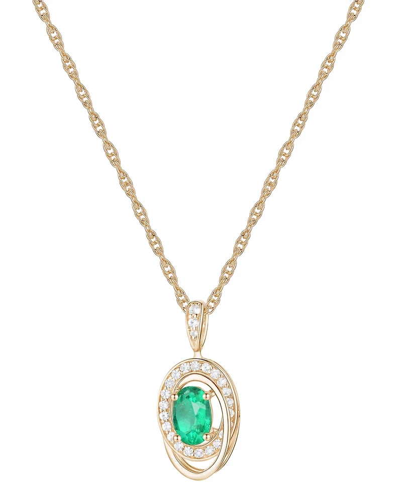Ruby (5/8 ct. t.w.) & Diamond (1/8 Oval Swirl 18" Pendant Necklace 14k Gold (Also Emerald Sapphire)