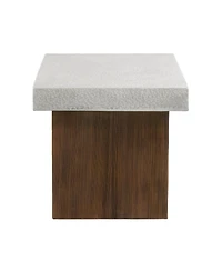 Square Side Table [Antique white top + Antique white+Natural wood frame]