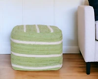 Cotton Cube Striped Pouf Ottoman for Living Room Seating and Decor
