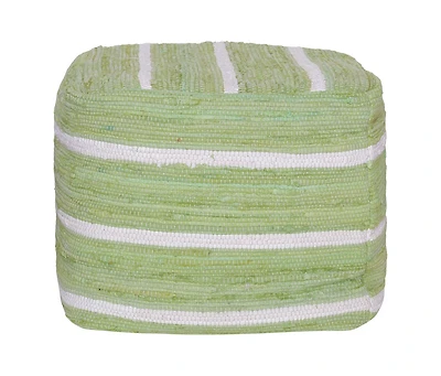 Cotton Cube Striped Pouf Ottoman for Living Room Seating and Decor