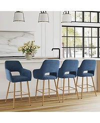 Set of 4 Upholstered Counter Height Stools with Armrests, 25.5'' Chairs for Kitchen Island-Maison Boucle