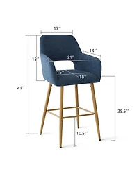 Set of 4 Upholstered Counter Height Stools with Armrests, 25.5'' Chairs for Kitchen Island-Maison Boucle
