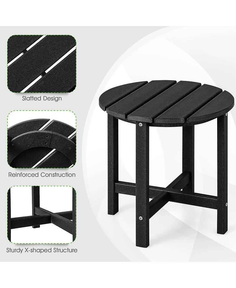Set of 2 18 Inch Round Weather-Resistant Adirondack Side Tables