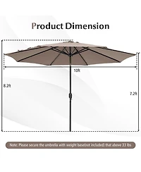 10 Feet Outdoor Patio Umbrella with Tilt Adjustment and Crank
