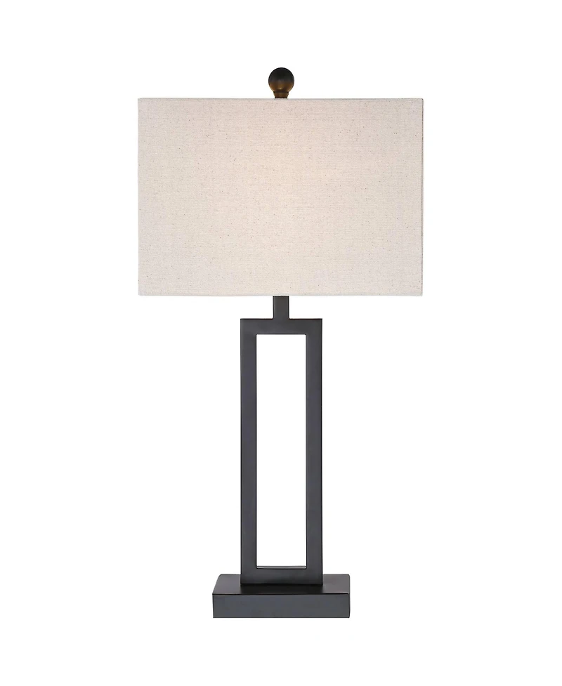 360 Lighting Aston Modern Industrial Table Lamps 26" High Set of 2 Rich Black Openwork Metal Off White Fabric Shade for Bedroom Living Room Bedsi