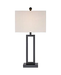 360 Lighting Aston Modern Industrial Table Lamps 26" High Set of 2 Rich Black Openwork Metal Off White Fabric Shade for Bedroom Living Room Bedsi