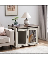 Farmhouse Dog Crate with Sliding Barn Door and Flip-Top