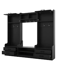 Streamdale 4-in-1 Hall Tree Coat Rack, Bench, Storage, & Hooks - Black