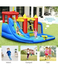 Inflatable Bouncer Bounce House with Water Slide Splash Pool without Blower