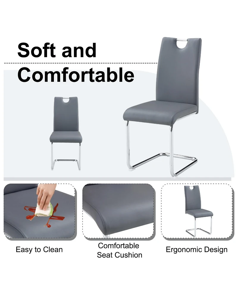 Streamdale Set of 4 Modern Faux Leather Dining Chairs