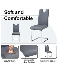 Streamdale Set of 4 Modern Faux Leather Dining Chairs