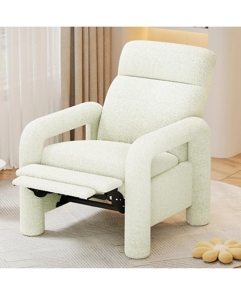 Streamdale Beige Push Back Recliner with Adjustable Backrest