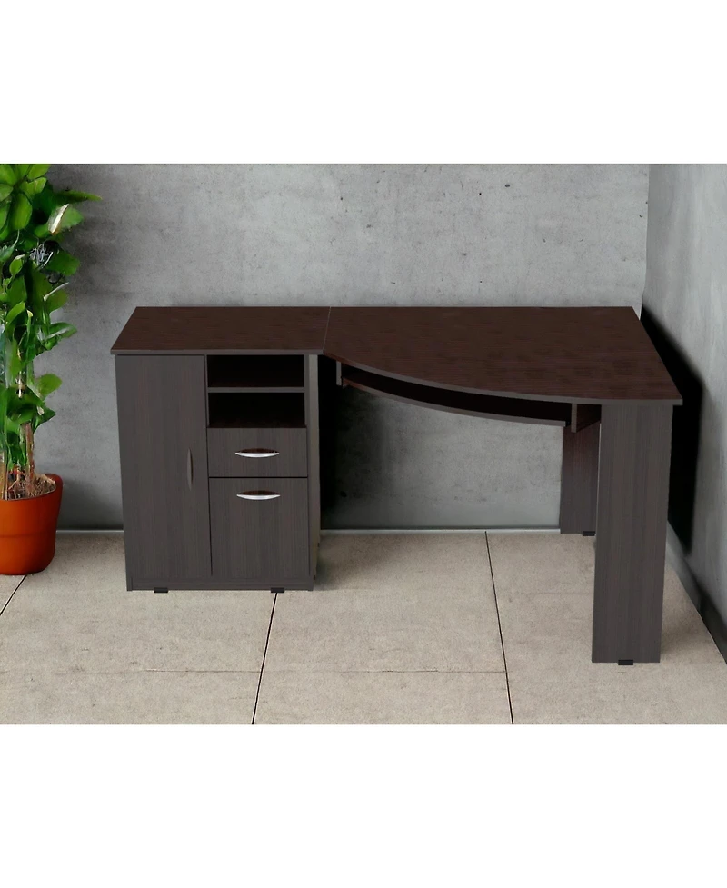 Corner Computer Desk with 2 Drawers – Space-Saving Home Office Workstation
