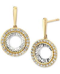 Diamond Sunray Circle Drop Earrings (1/2 ct. t.w.) in 14k Two-Tone Gold