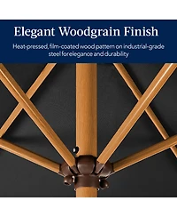 Best Choice Products 10ft Outdoor Woodgrain Pattern Steel Market Patio Umbrella w/ Crank