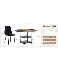 Streamdale 47" Round Dining Set Table with Storage & 4 Linen Chairs