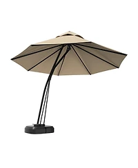 11 Feet Outdoor Cantilever Hanging Umbrella with Base and Wheels