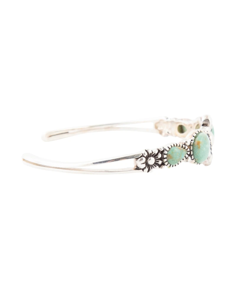 Barse Floral Blue Turquoise and Sterling Silver Cuff Bracelet