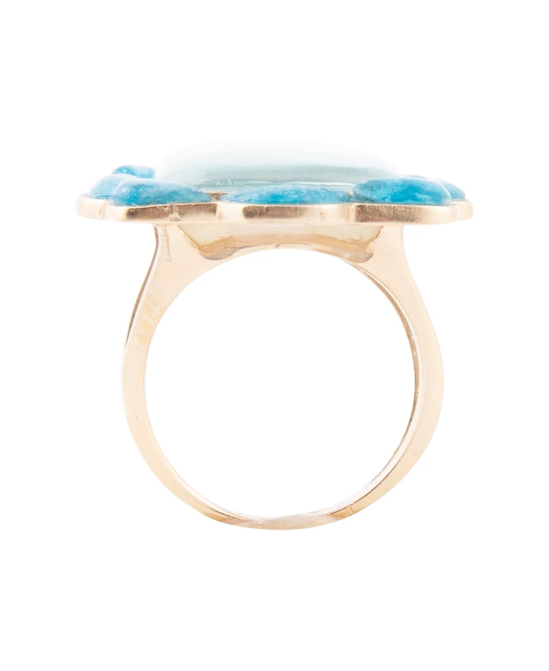 Barse Scenic Red Floral Blue Apatite Golden Statement Ring