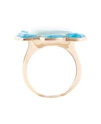 Barse Scenic Red Floral Blue Apatite Golden Statement Ring