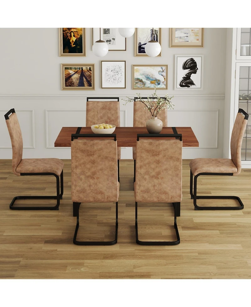 Streamdale Retro Dining Table & 6 Chairs - Minimalist Style