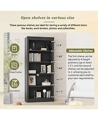 Streamdale 83.4" 5-Tier Bookcase w/ Light, Adjustable Shelves