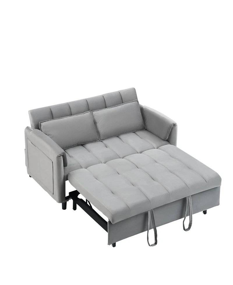 Streamdale Grey Velvet Sofa Bed - Modern 3-in-1 Sleeper