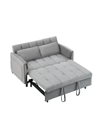 Streamdale Grey Velvet Sofa Bed - Modern 3-in-1 Sleeper