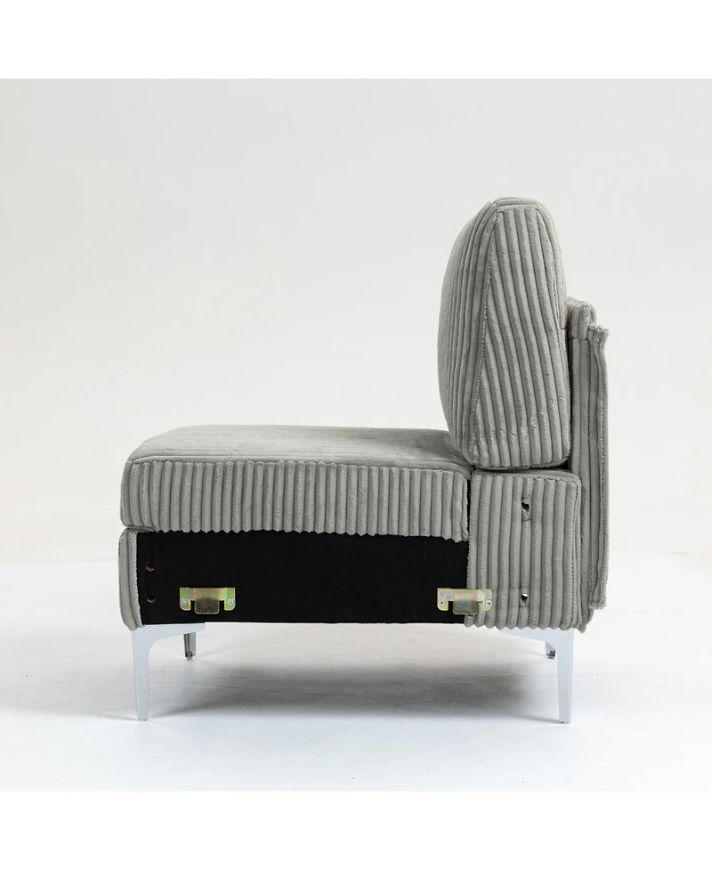 Streamdale Gray Corduroy Modular Armless Seat