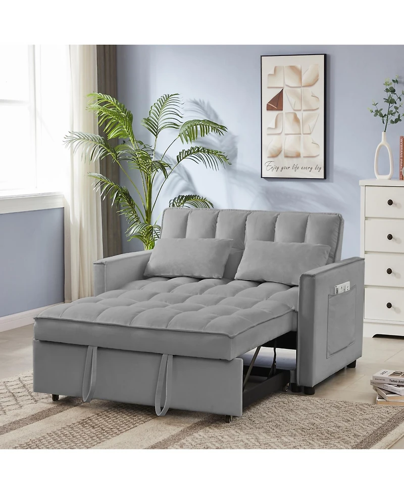 Streamdale New Grey Velvet Loveseat Sofa Bed (7cm legs)