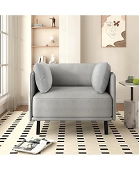 Streamdale Vintage Lounge Chair Grey Polyester, Wood Frame, Steel Legs