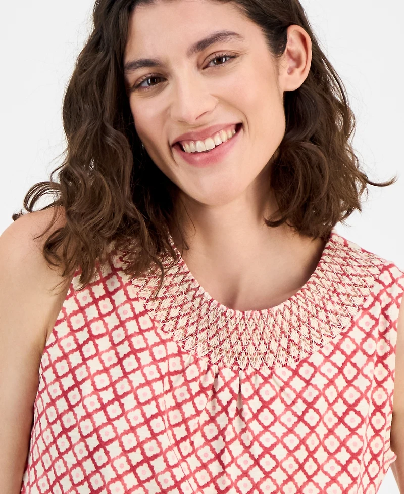 Nautica Jeans Women's Smocked-Neck Tank Top