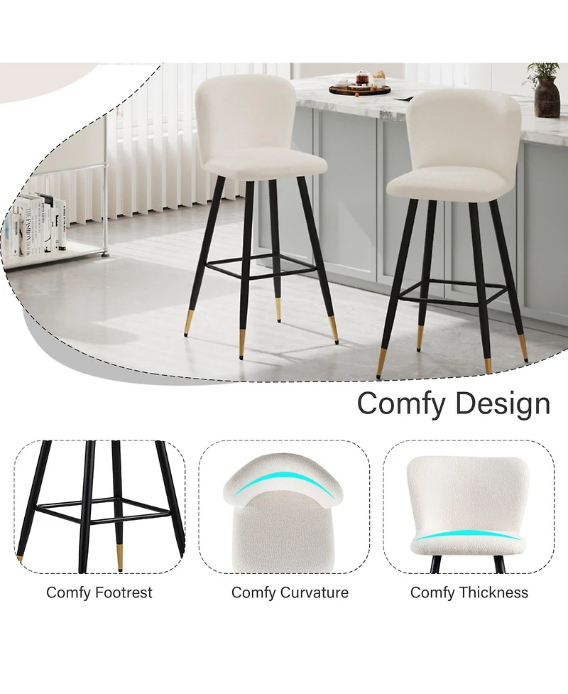 Streamdale Modern 30" Barstool with White Seats and Black & Gold Accents