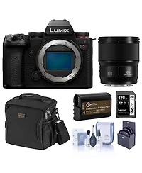 Panasonic Lumix S5II Mirrorless Camera, Black, with Lumix S 85mm f/1.8 Lens, Bundle with 128GB Memory Card, Alpine 160 Shoulder Bag, Extra Battery and