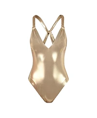 Sunshine 79 Women's Glitz And Gold V-Plunge One Piece