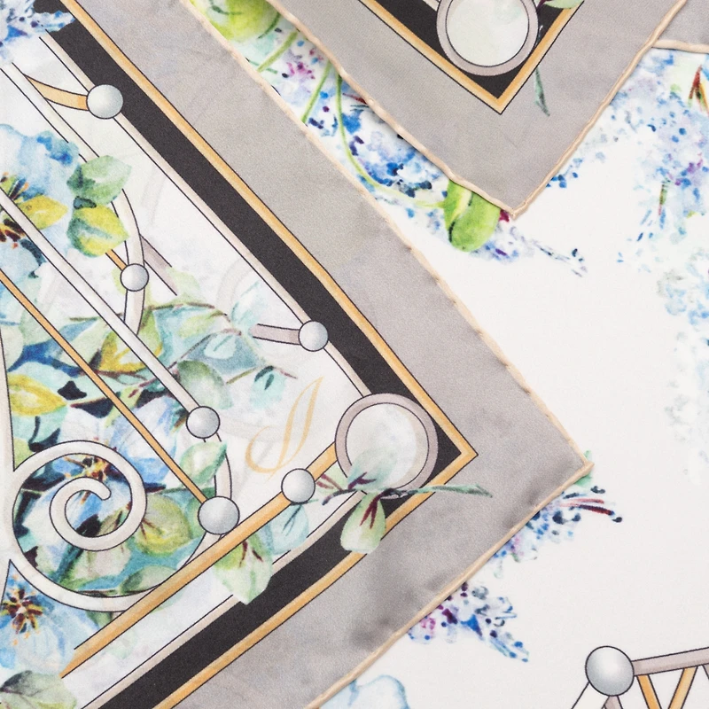 Lilac Garden - Hand Rolled Silk Foulard for Women