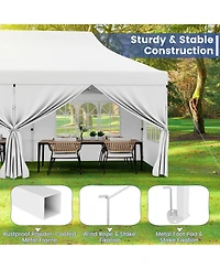 10 x 20 Ft Pop up Canopy with 6 Sidewalls and Windows and Carrying Bag for Party Wedding Picnic-White