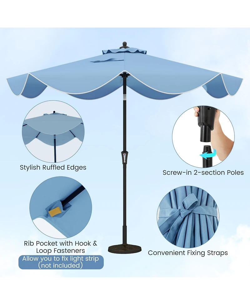 9 Ft Patio Umbrella with Crank Handle and Push Button Tilt-Navy
