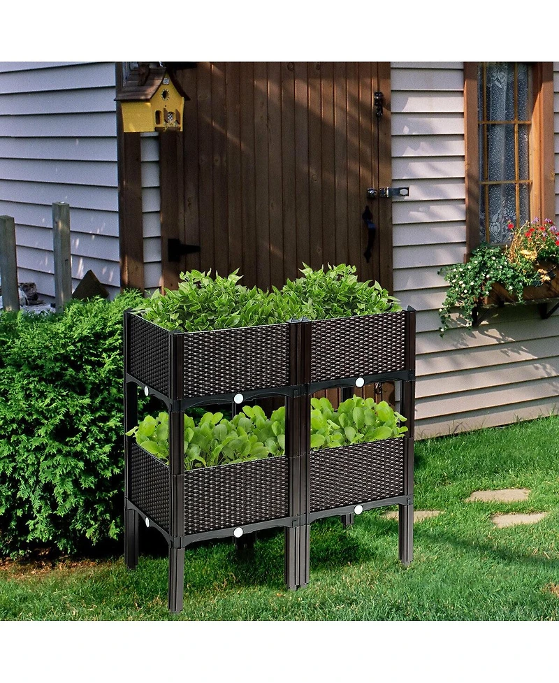 Set of 4 Elevated Flower Vegetable Grow Planter Box