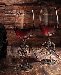 The Wine Savant Skeleton Stemmed Wine Glasses, Set of 2