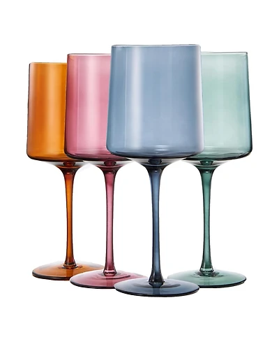 The Wine Savant Khen Pastel Muted Square Wine Glasses, Set of 4