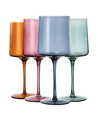 The Wine Savant Khen Pastel Muted Square Wine Glasses, Set of 4